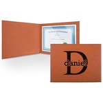 Name & Initial (for Guys) Leatherette Certificate Holder - Front (Personalized)