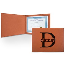 Name & Initial (for Guys) Leatherette Certificate Holder - Front (Personalized)