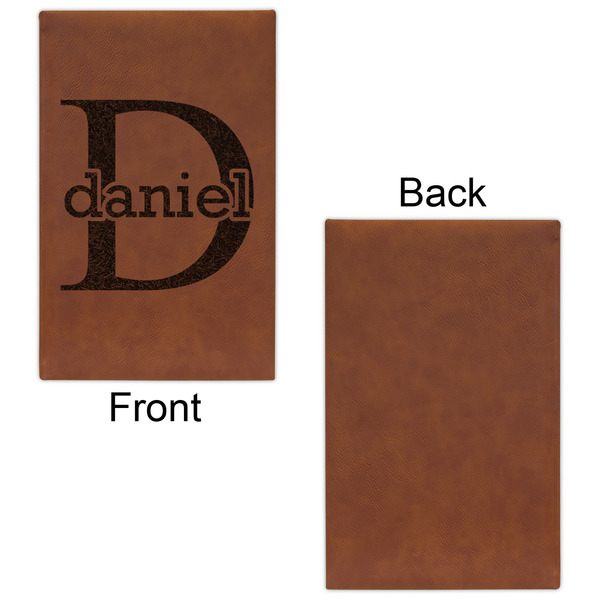 Name & Initial (for Guys) Cognac Leatherette Journal - Single Sided - Apvl