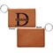 Name & Initial (for Guys) Cognac Leatherette Keychain ID Holders - Front Apvl