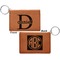 Name & Initial (for Guys) Cognac Leatherette Keychain ID Holders - Front and Back Apvl