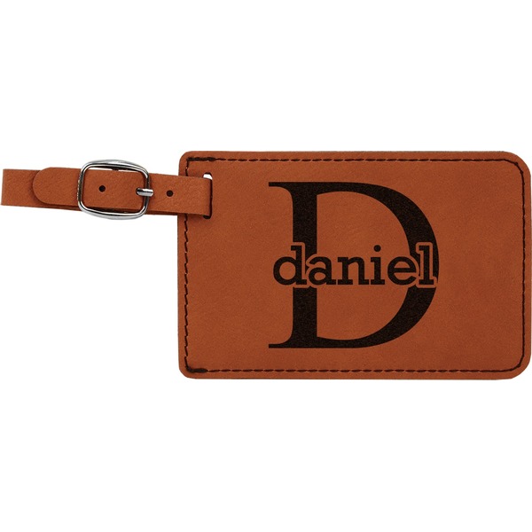 Custom Name & Initial (for Guys) Leatherette Luggage Tag (Personalized)