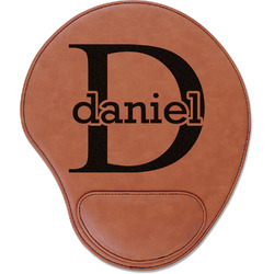 Name & Initial (for Guys) Leatherette Mouse Pad with Wrist Support (Personalized)