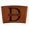 Name & Initial (for Guys) Cognac Leatherette Mug Sleeve - Flat