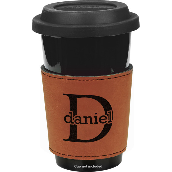 Custom Name & Initial (for Guys) Leatherette Cup Sleeve - Double Sided (Personalized)