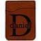 Name & Initial (for Guys) Cognac Leatherette Phone Wallet close up