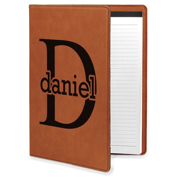 Custom Name & Initial (for Guys) Leatherette Portfolio with Notepad - Large - Single Sided (Personalized)