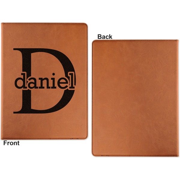 Name & Initial (for Guys) Cognac Leatherette Portfolios with Notepad - Large - Single Sided - Apvl