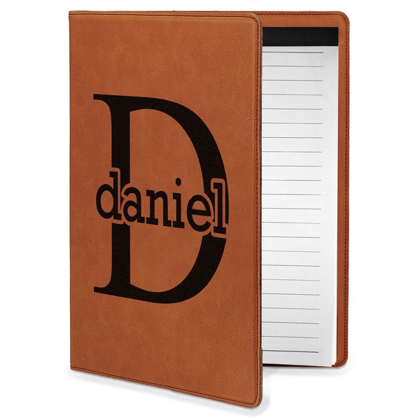 Custom Name & Initial (for Guys) Leatherette Portfolio with Notepad - Small - Double Sided (Personalized)