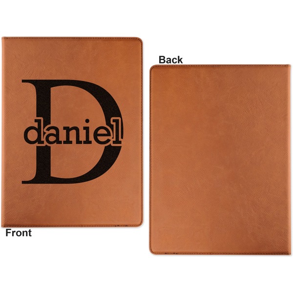 Name & Initial (for Guys) Cognac Leatherette Portfolios with Notepad - Small - Single Sided- Apvl