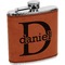 Name & Initial (for Guys) Cognac Leatherette Wrapped Stainless Steel Flask