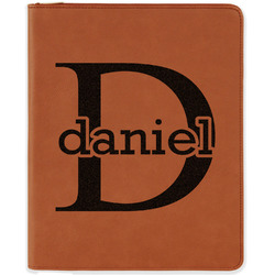 Name & Initial (for Guys) Leatherette Zipper Portfolio with Notepad (Personalized)