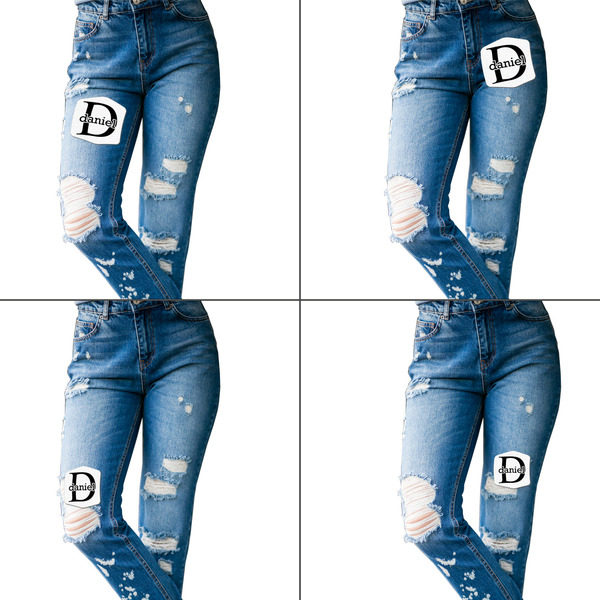 Name & Initial (for Guys) Custom Shape Iron On Patches - L set of 4 APPROVAL