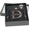 Name & Initial (for Guys) Engraved Black Flask Gift Set