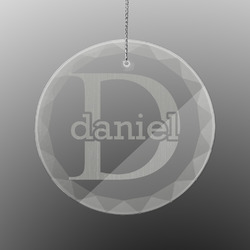 Name & Initial (for Guys) Engraved Glass Ornament - Round (Personalized)