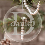 Name & Initial (for Guys) Engraved Glass Ornament (Personalized)