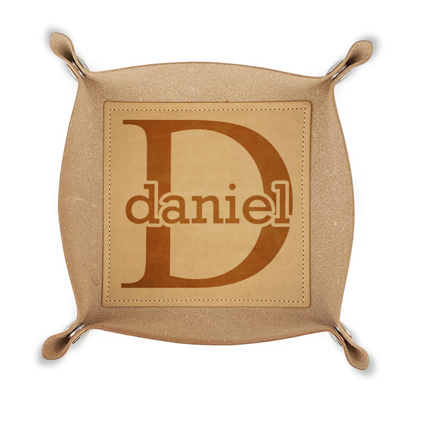 Custom Name & Initial (for Guys) Genuine Leather Dice Tray (Personalized)