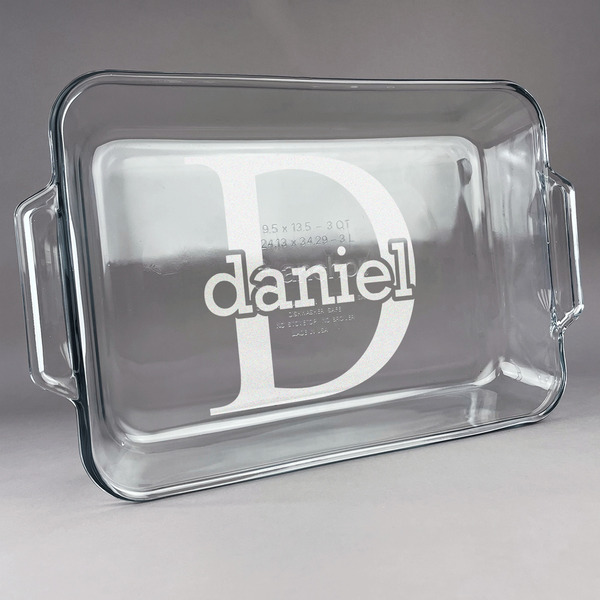 Custom Name & Initial (for Guys) Glass Baking and Cake Dish (Personalized)