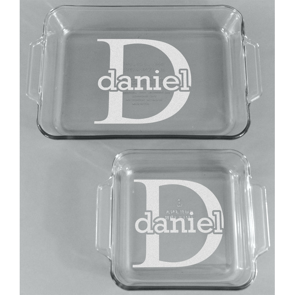 Name & Initial (for Guys) Glass Baking Dish Set - FRONT
