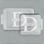 Name & Initial (for Guys) Set of Glass Baking & Cake Dish - 13in x 9in & 8in x 8in (Personalized)