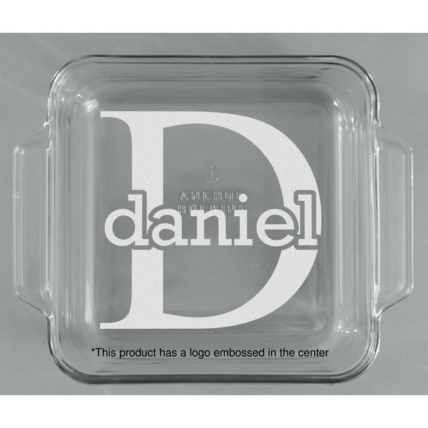Name & Initial (for Guys) Glass Cake Dish - APPROVAL (8x8)