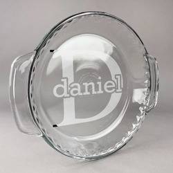 Name & Initial (for Guys) Glass Pie Dish - 9.5in Round (Personalized)