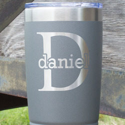 Name & Initial (for Guys) 20 oz Stainless Steel Tumbler - Grey - Single Sided (Personalized)