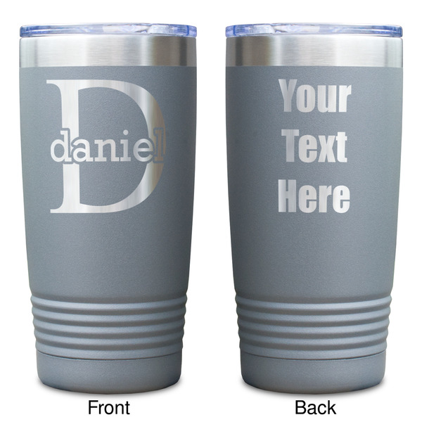Name & Initial (for Guys) Gray Polar Camel Tumbler - 20oz - Double Sided - Approval