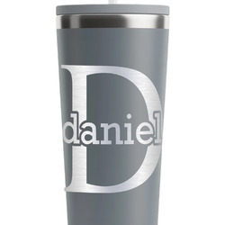 Name & Initial (for Guys) RTIC Everyday Tumbler with Straw - 28oz - Grey - Single-Sided (Personalized)