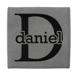 Name & Initial (for Guys) Jewelry Gift Box - Engraved Leather Lid (Personalized)