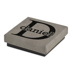 Name & Initial (for Guys) Jewelry Gift Box - Engraved Leather Lid (Personalized)
