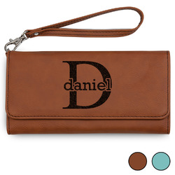 Name & Initial (for Guys) Ladies Leather Wallet - Laser Engraved (Personalized)