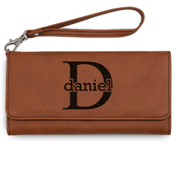 Name & Initial (for Guys) Ladies Leatherette Wallet - Laser Engraved - Rawhide (Personalized)