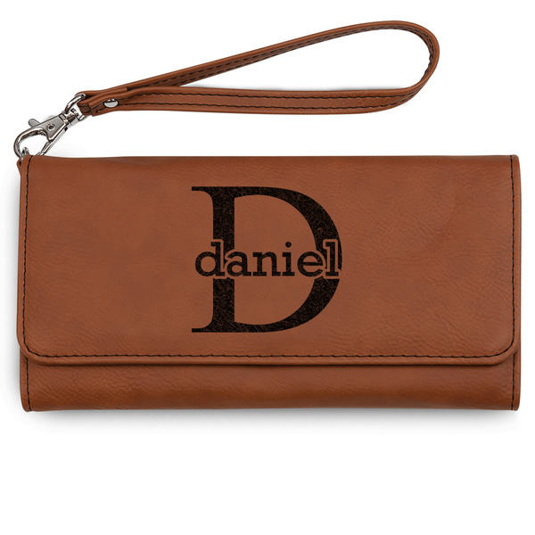 Custom Name & Initial (for Guys) Ladies Leatherette Wallet - Laser Engraved (Personalized)
