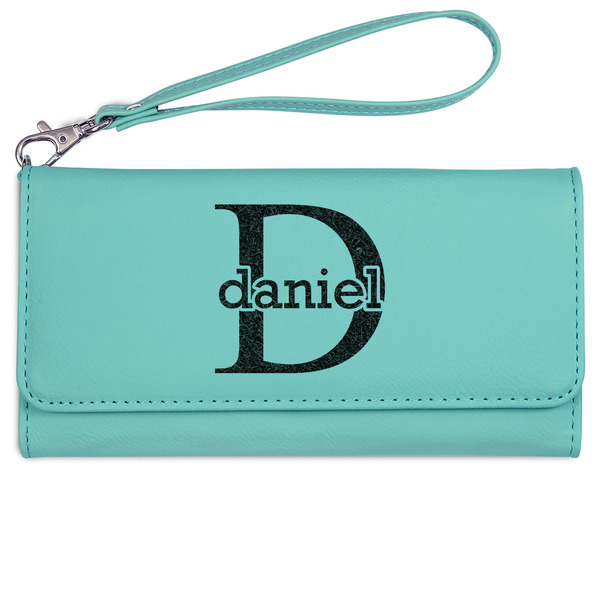 Name & Initial (for Guys) Ladies Wallet - Leather - Teal - Front View