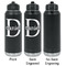 Name & Initial (for Guys) Laser Engraved Water Bottles - 2 Styles - Front & Back View