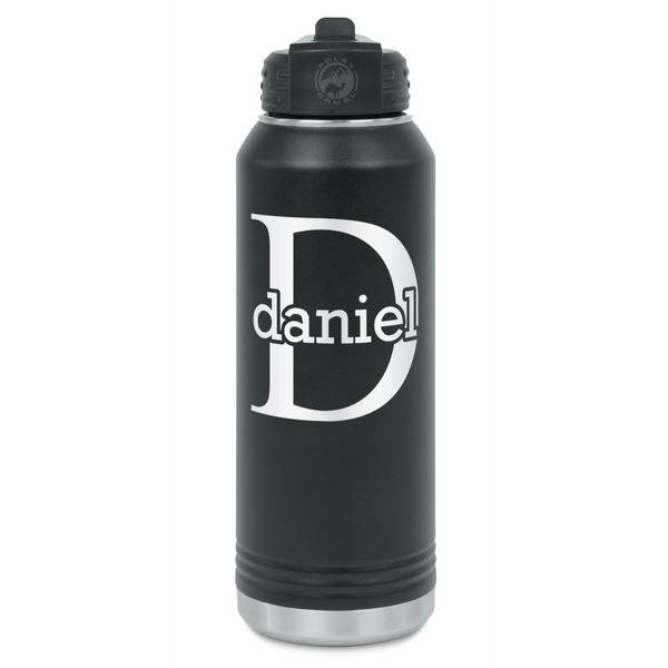 Custom Name & Initial (for Guys) Water Bottles - Laser Engraved - Front & Back (Personalized)