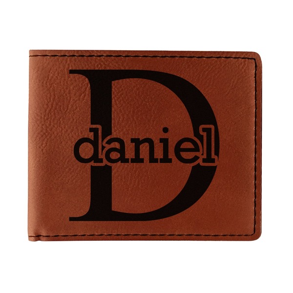 Custom Name & Initial (for Guys) Leatherette Bifold Wallet (Personalized)