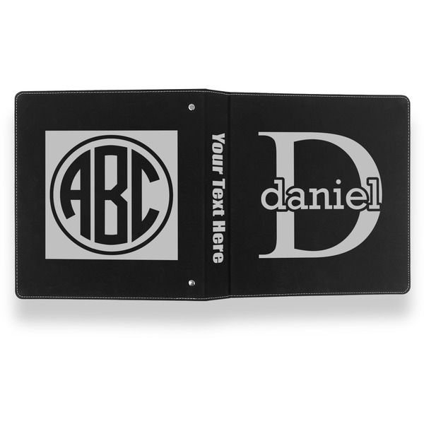 Name & Initial (for Guys) Leather Binder - 1" - Black- Back Spine Front View