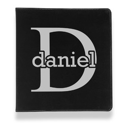 Name & Initial (for Guys) Leather Binder - 1" - Black (Personalized)