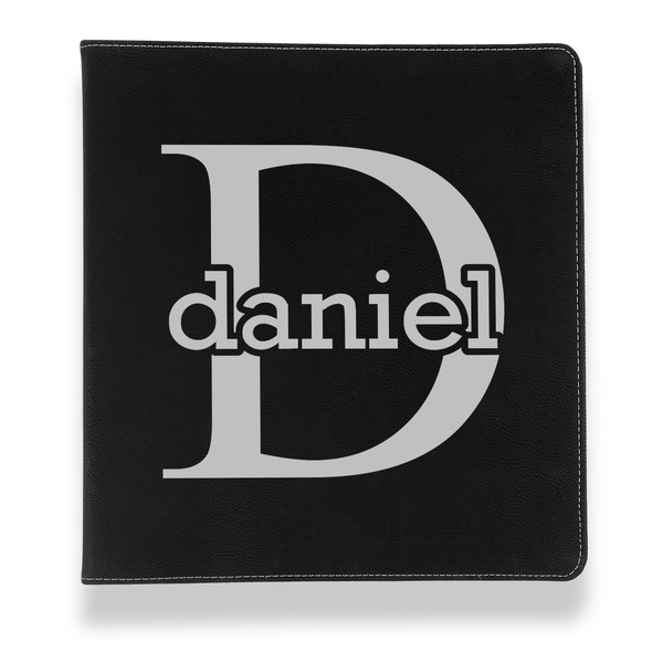 Custom Name & Initial (for Guys) Leather Binder - 1" - Black (Personalized)