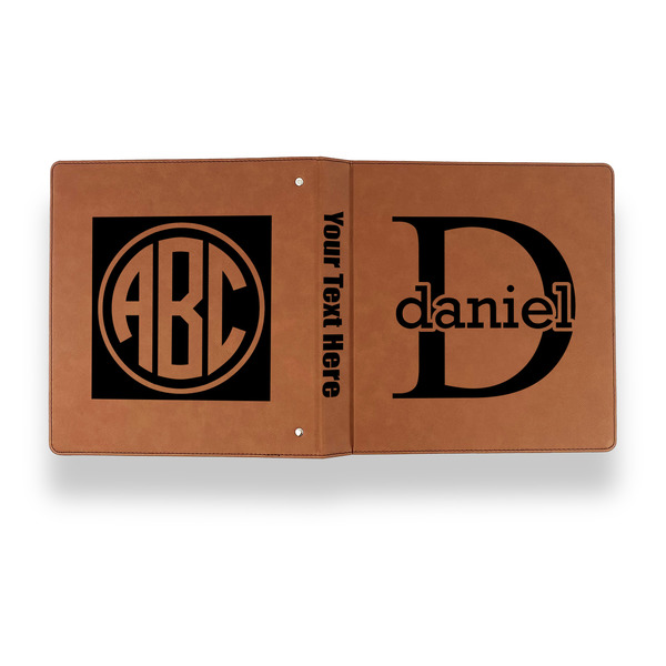 Name & Initial (for Guys) Leather Binder - 1" - Rawhide - Back Spine Front View
