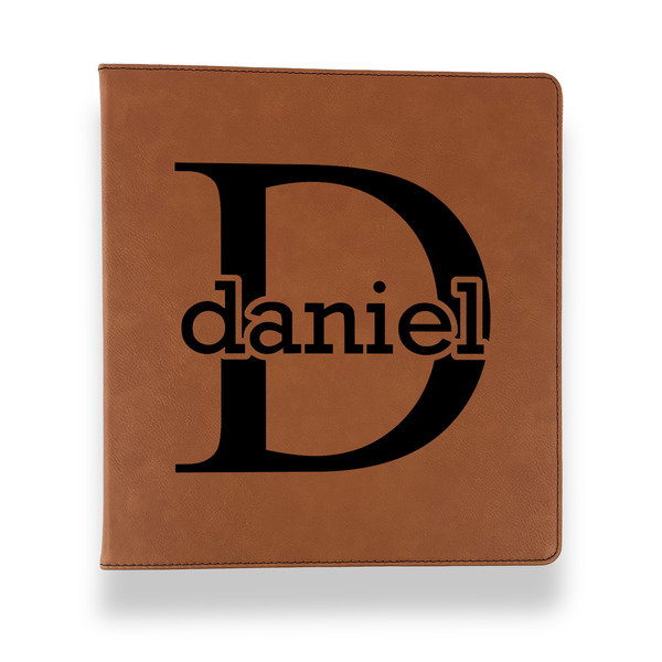 Custom Name & Initial (for Guys) Leather Binder - 1" - Rawhide (Personalized)
