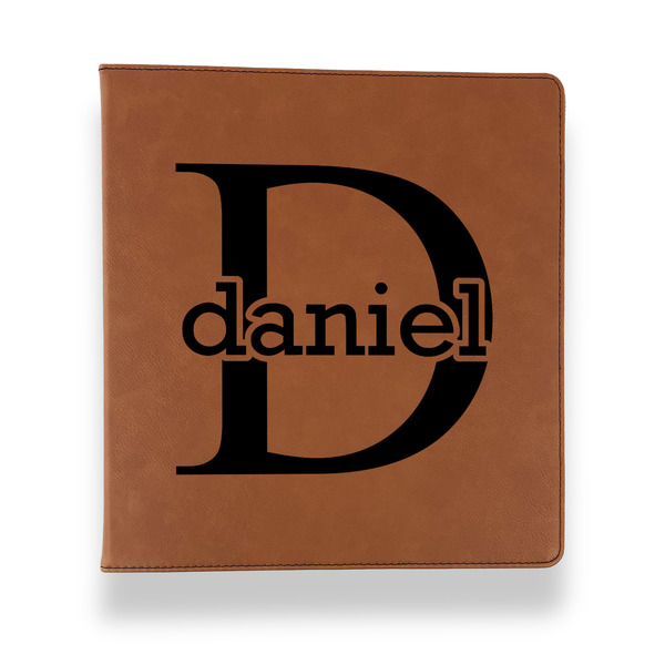 Name & Initial (for Guys) Leather Binder - 1" - Rawhide - Front View