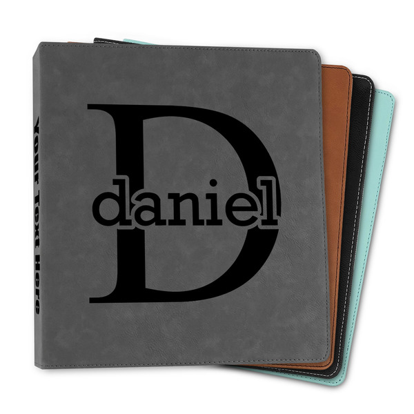 Custom Name & Initial (for Guys) Leather Binder - 1" (Personalized)