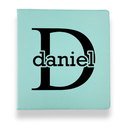 Name & Initial (for Guys) Leather Binder - 1" - Teal (Personalized)