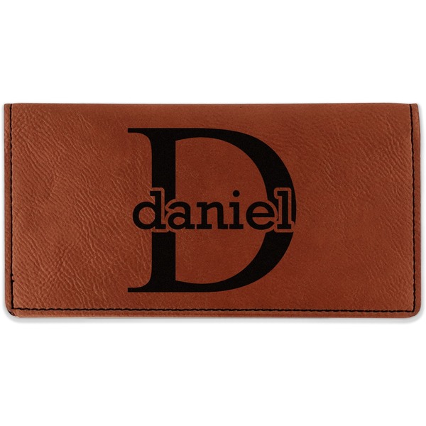 Custom Name & Initial (for Guys) Leatherette Checkbook Holder (Personalized)