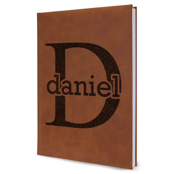 Custom Name & Initial (for Guys) Leather Sketchbook - Large - Single Sided (Personalized)