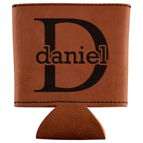 Custom Name & Initial (for Guys) Leatherette Can Sleeve (Personalized)