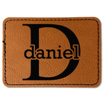 Name & Initial (for Guys) Faux Leather Iron On Patch - Rectangle (Personalized)